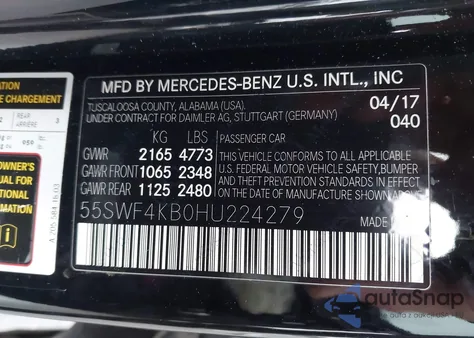 2017 Mercedes-Benz C 300 4Matic from USA, damaged, VIN 55SWF4KB0HU224279
